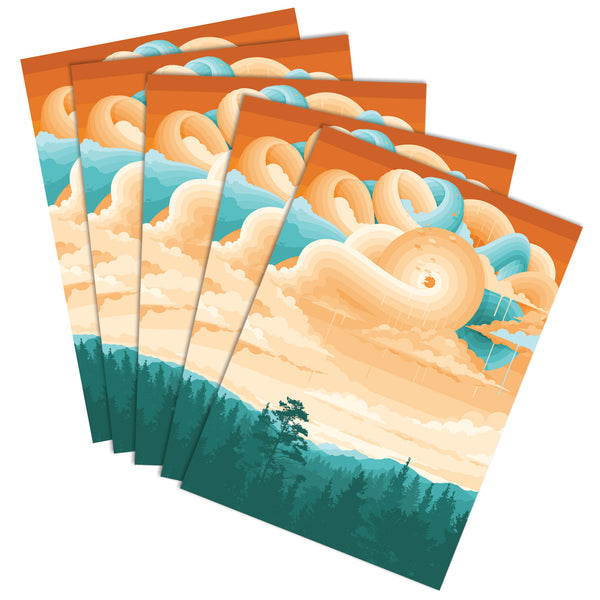 5-Pack: "Cloud Chasers Summer Variant" Fold-Over Note Cards