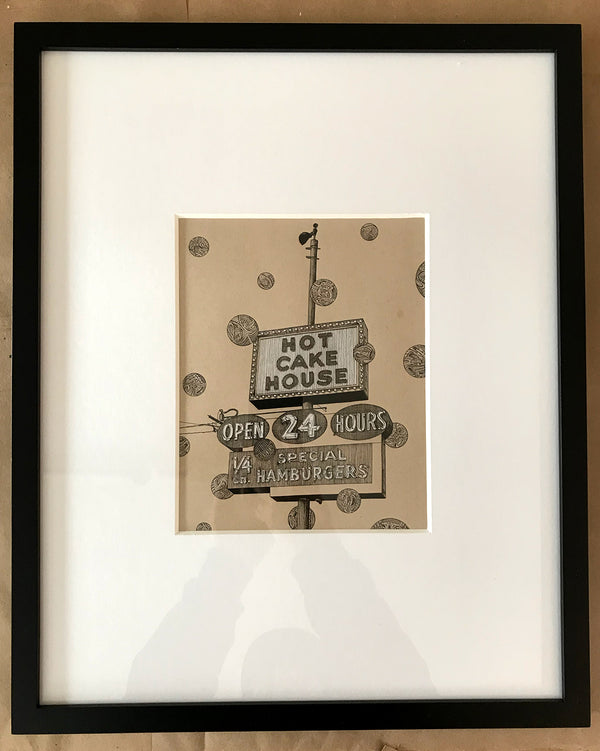 "Hot Cake House" - 8"x10" Original Drawing FRAMED