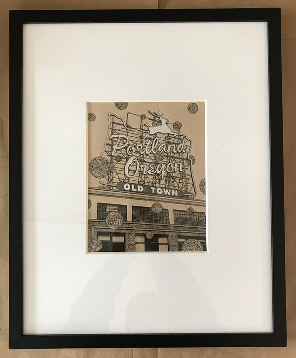 "Old Town Portland" - 8"x10" Original Drawing FRAMED