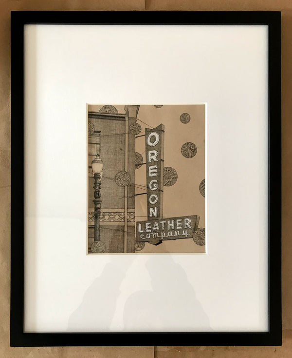 "Oregon Leather Company" - 8"x10" Original Drawing FRAMED