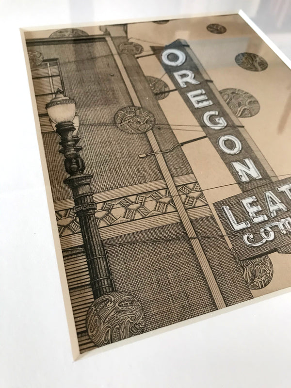 "Oregon Leather Company" - 8"x10" Original Drawing FRAMED