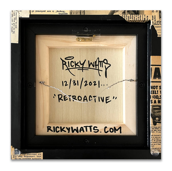"Retroactive" - 8x8 Mash-up on Wood Panel w/ Custom Frame