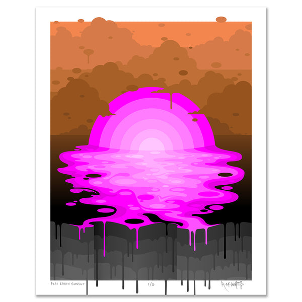 "Flat Earth Sunset" - Pink Variant Edition of 3