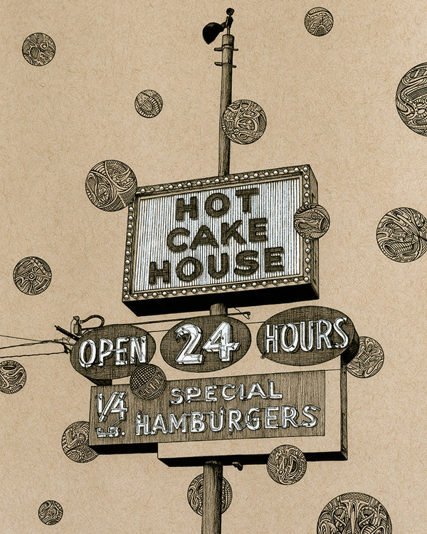"Hot Cake House" - 8"x10" Original Drawing FRAMED